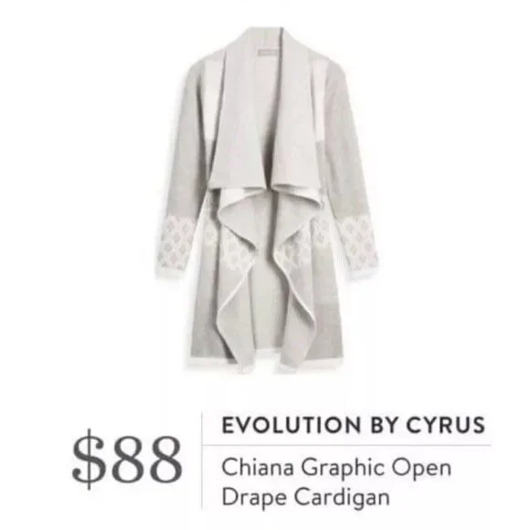 Cyrus Evolution Women's Small Gray Diamond Pattern Open Cardigan Sweater Duster - Picture 3 of 7